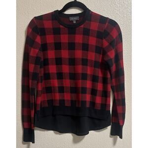The Limited XS Buffalo Plaid Sweater Mixed Media Cottage Western Preppy Academia